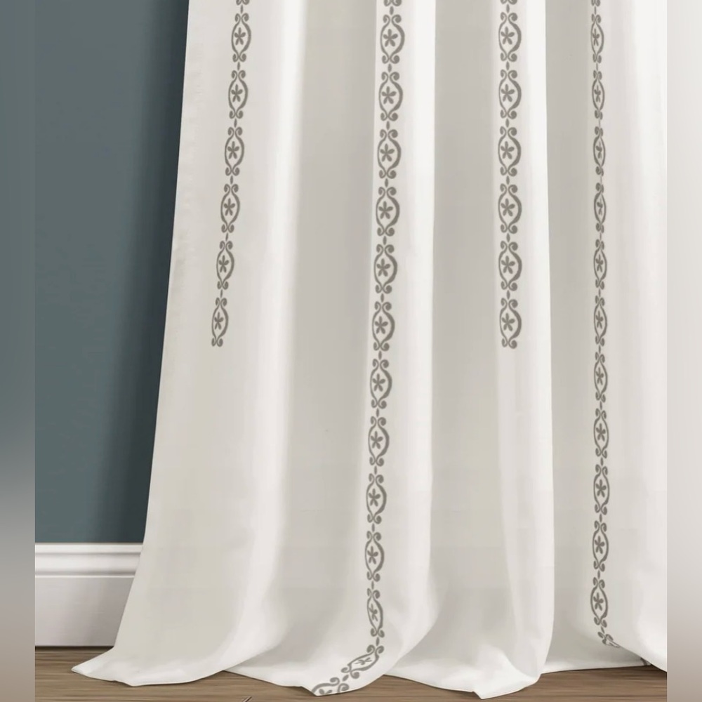 Lush Decor Stripe Medallion Curtains Fabric Mandala Bohemian Damask 84"L x 52"W - Picture 2 of 6